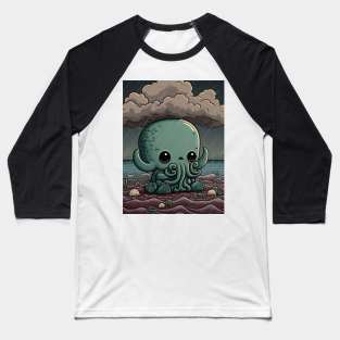 Chibi Cthulhu plays in the ocean Baseball T-Shirt